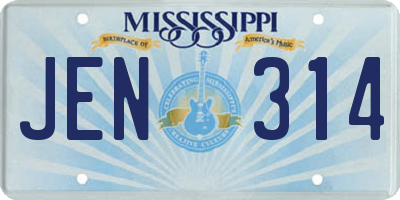 MS license plate JEN314