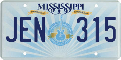MS license plate JEN315