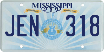 MS license plate JEN318