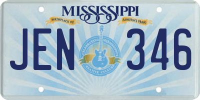 MS license plate JEN346
