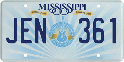 MS license plate JEN361