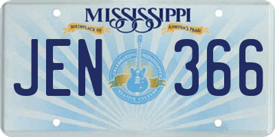 MS license plate JEN366