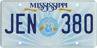 MS license plate JEN380
