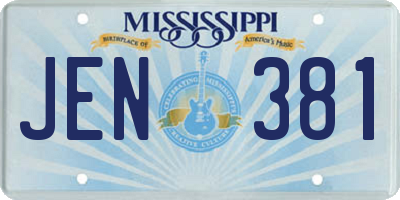 MS license plate JEN381