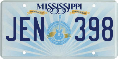 MS license plate JEN398