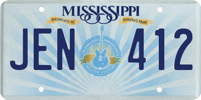 MS license plate JEN412