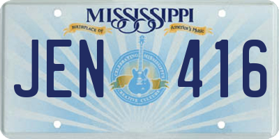 MS license plate JEN416