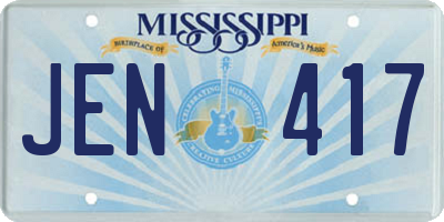 MS license plate JEN417