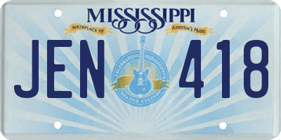 MS license plate JEN418