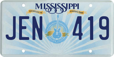 MS license plate JEN419