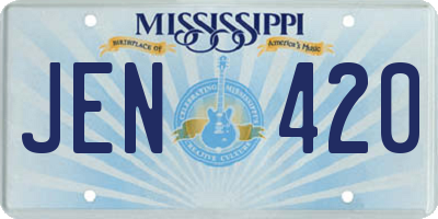 MS license plate JEN420