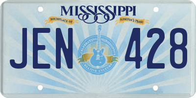 MS license plate JEN428