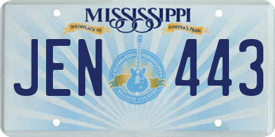 MS license plate JEN443
