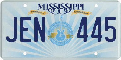 MS license plate JEN445