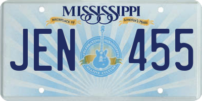 MS license plate JEN455