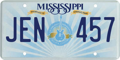 MS license plate JEN457