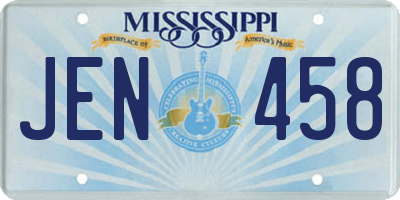 MS license plate JEN458