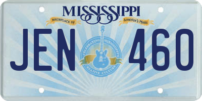 MS license plate JEN460