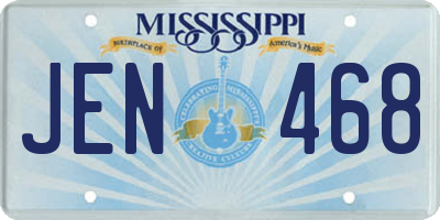 MS license plate JEN468