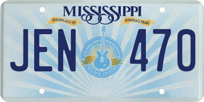 MS license plate JEN470