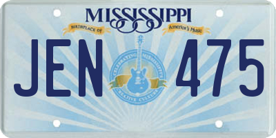 MS license plate JEN475