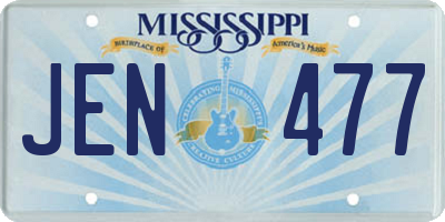 MS license plate JEN477
