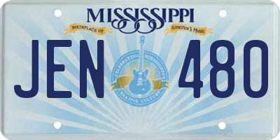 MS license plate JEN480