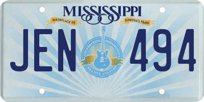 MS license plate JEN494