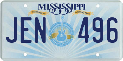 MS license plate JEN496