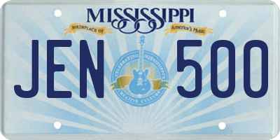 MS license plate JEN500