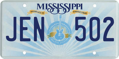 MS license plate JEN502