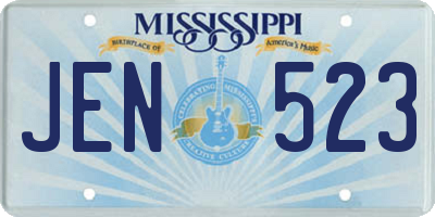 MS license plate JEN523