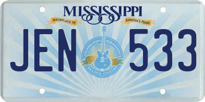 MS license plate JEN533