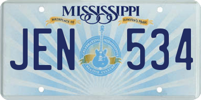 MS license plate JEN534