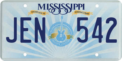 MS license plate JEN542