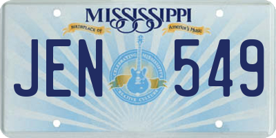 MS license plate JEN549