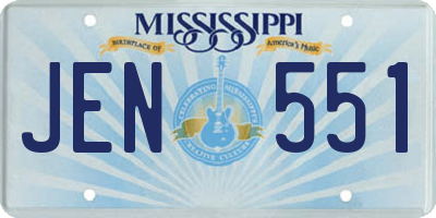 MS license plate JEN551