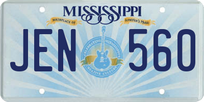 MS license plate JEN560