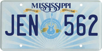 MS license plate JEN562