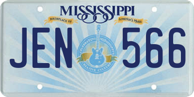 MS license plate JEN566