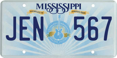 MS license plate JEN567
