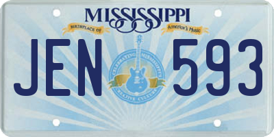 MS license plate JEN593