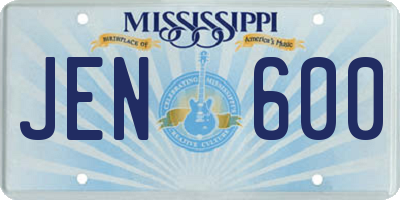 MS license plate JEN600