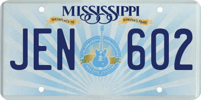 MS license plate JEN602