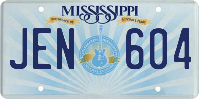 MS license plate JEN604