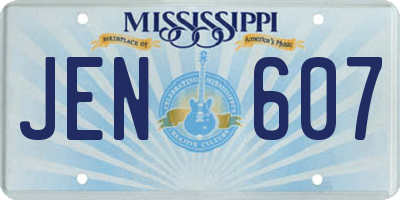 MS license plate JEN607