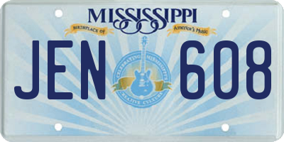 MS license plate JEN608