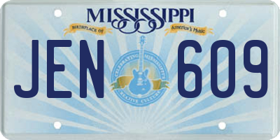 MS license plate JEN609