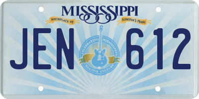 MS license plate JEN612
