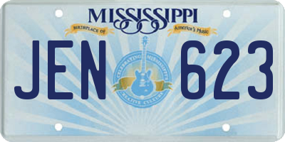 MS license plate JEN623